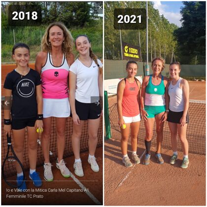 Io e Vale con la Mitica Carla Mel Capitano A1 Femminile TC Prato a distanza di 4 anni
